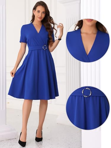 Allegra K Elegant V Neck Wrap Dress for Women