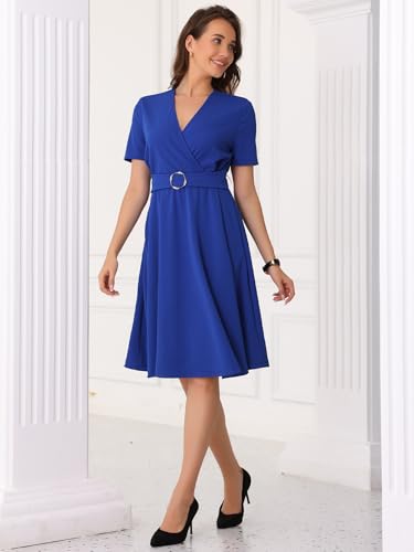 Allegra K Elegant V Neck Wrap Dress for Women