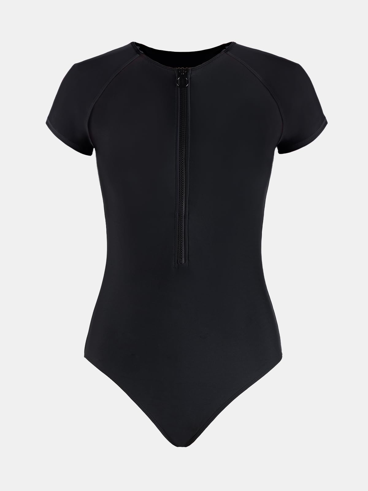 CUPSHE One Piece Swimsuit for Women High Neck Zipper Short Sleeve Bathing Suit