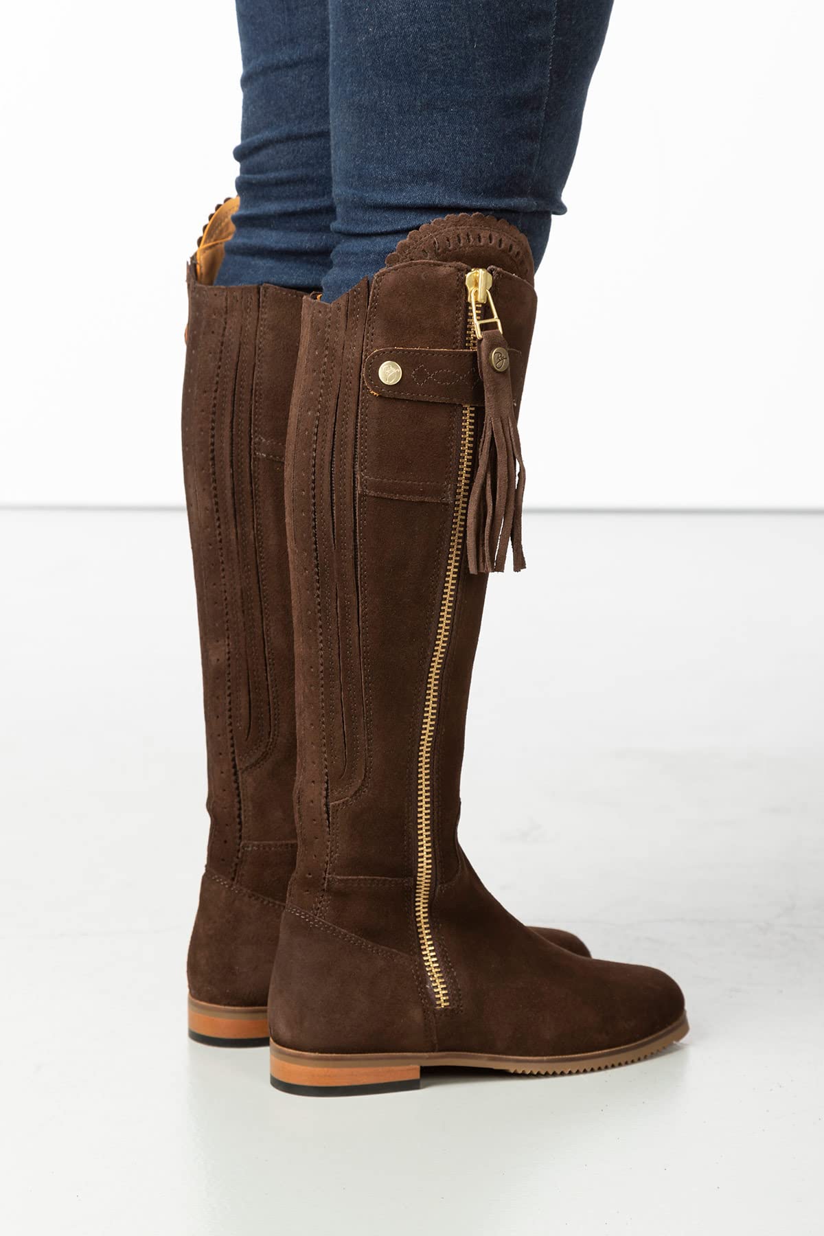 Ladies Regular Fit Spanish Riding Boots Womens Suede Knee High Country Boot