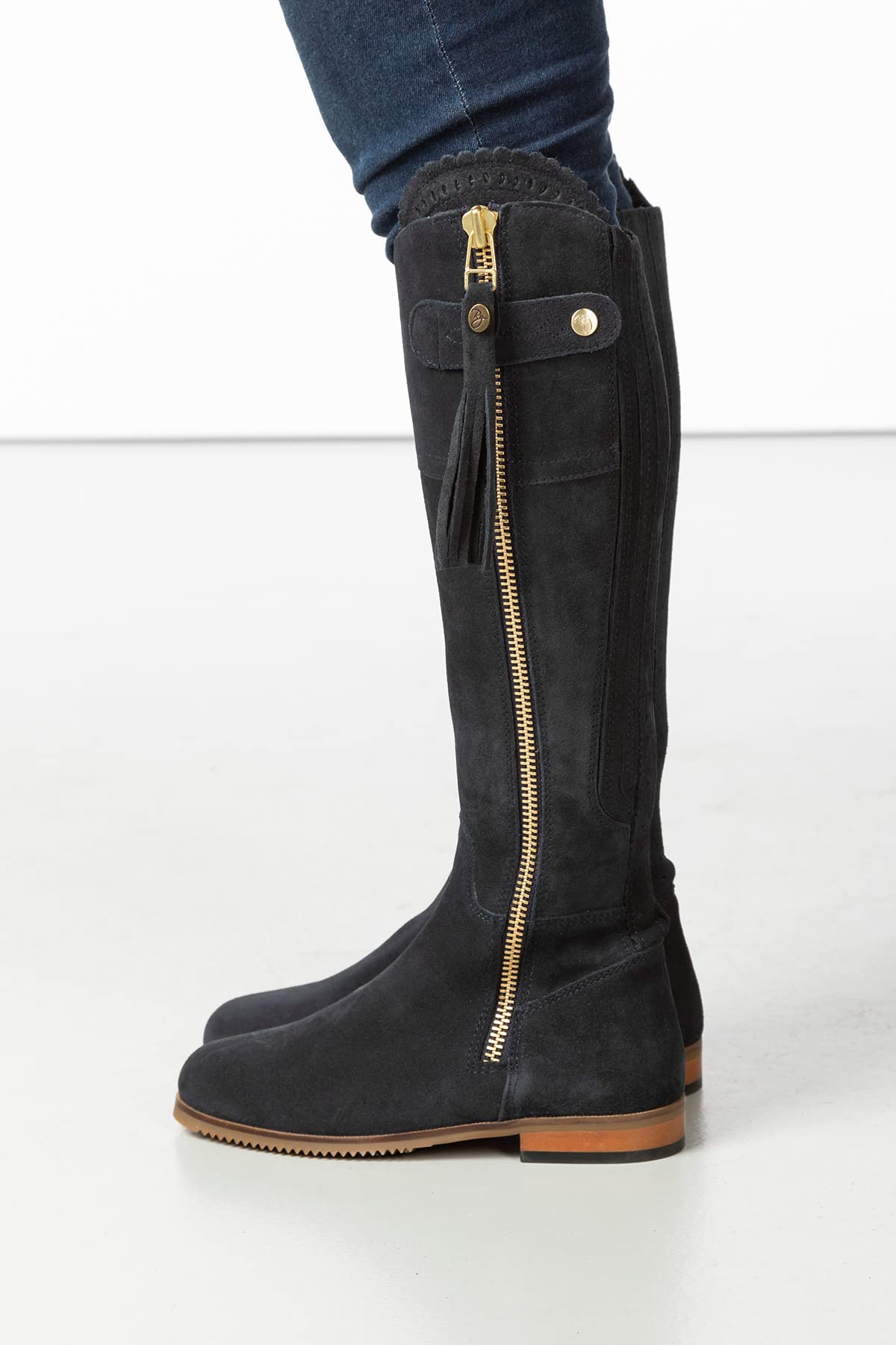 Ladies Regular Fit Spanish Riding Boots Womens Suede Knee High Country Boot