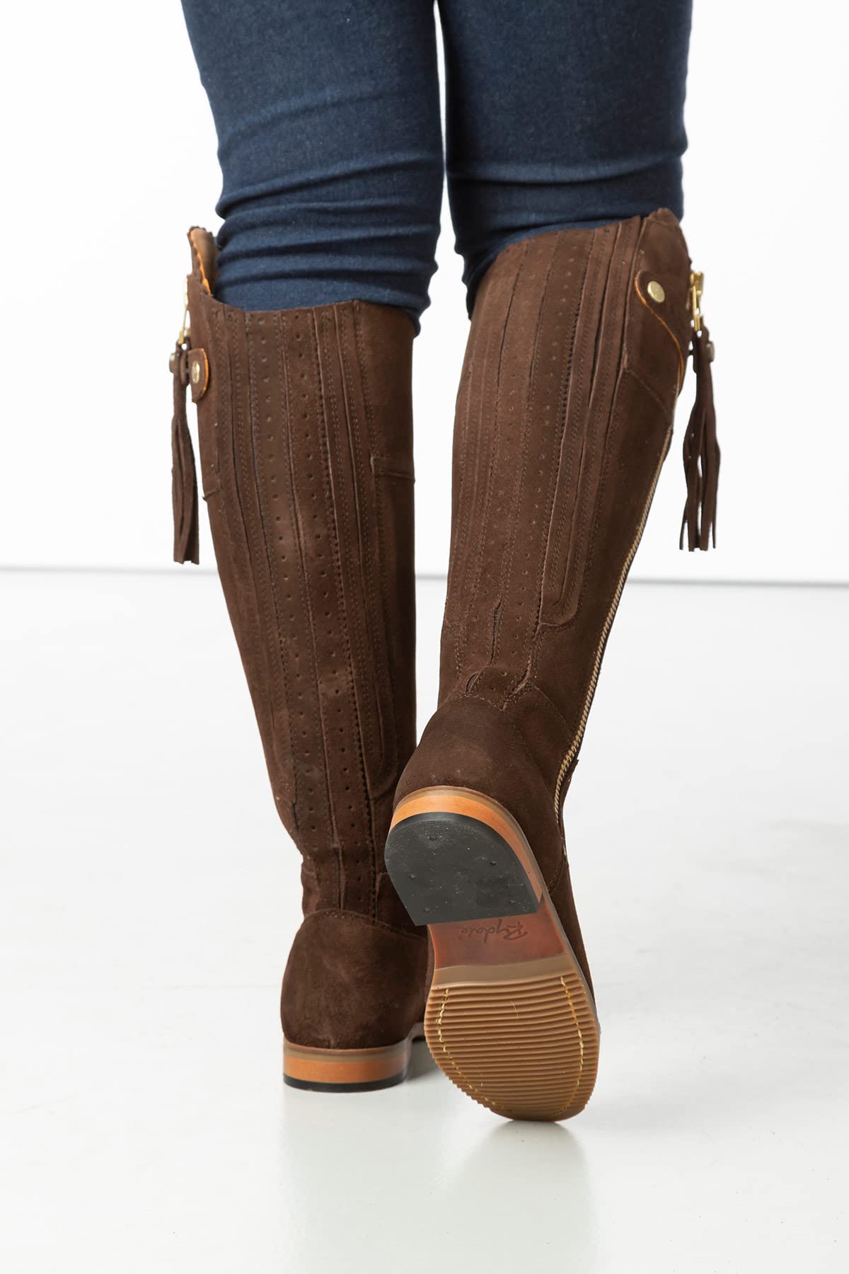 Ladies Regular Fit Spanish Riding Boots Womens Suede Knee High Country Boot