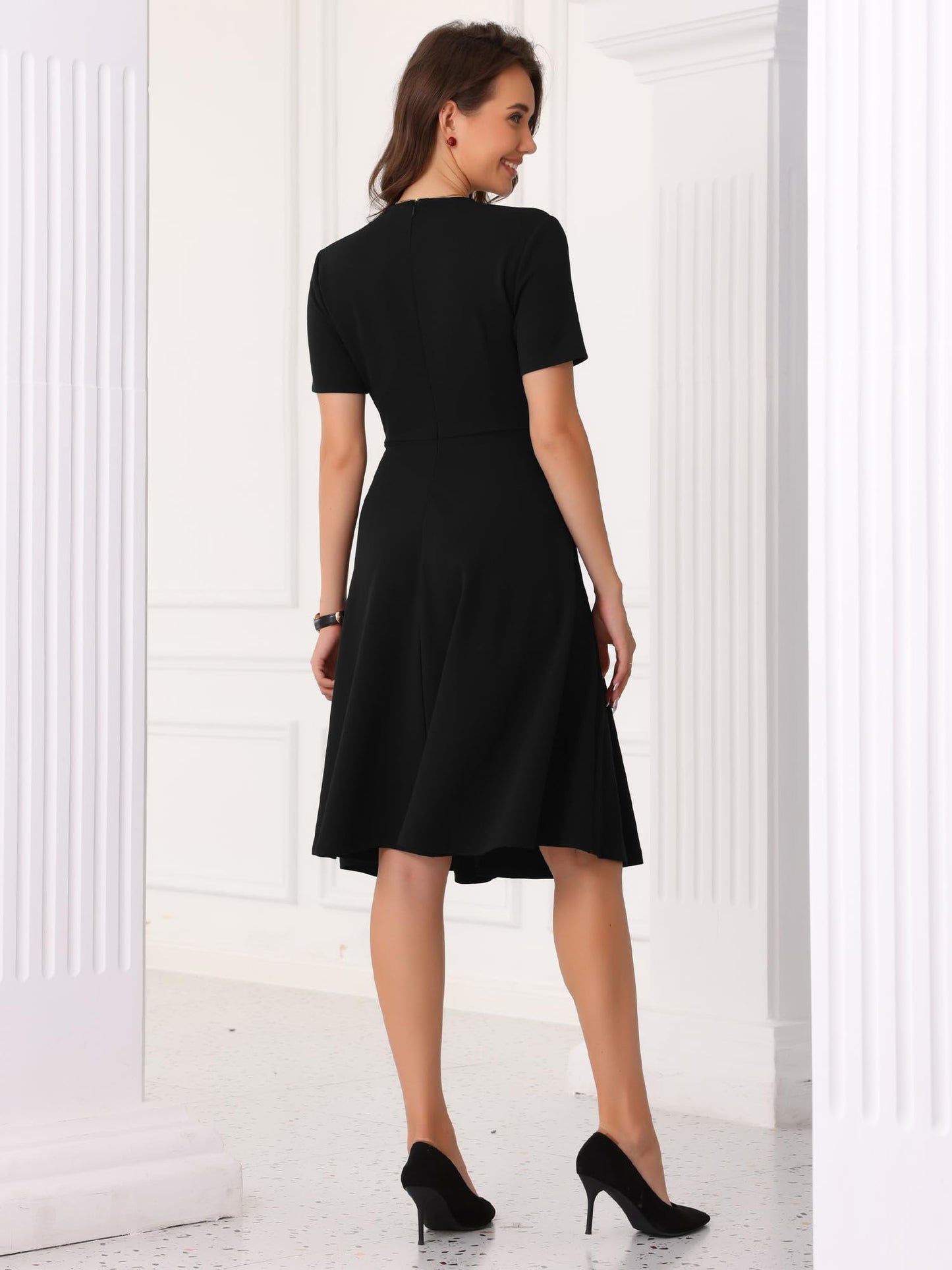 Allegra K Elegant V Neck Wrap Dress for Women