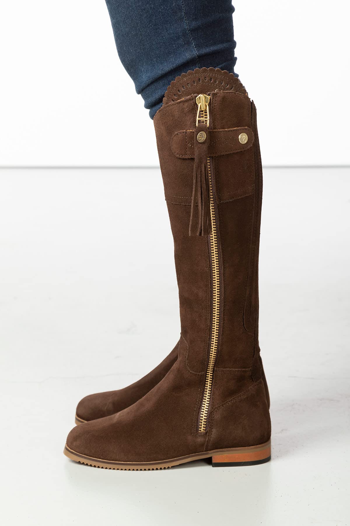 Ladies Regular Fit Spanish Riding Boots Womens Suede Knee High Country Boot