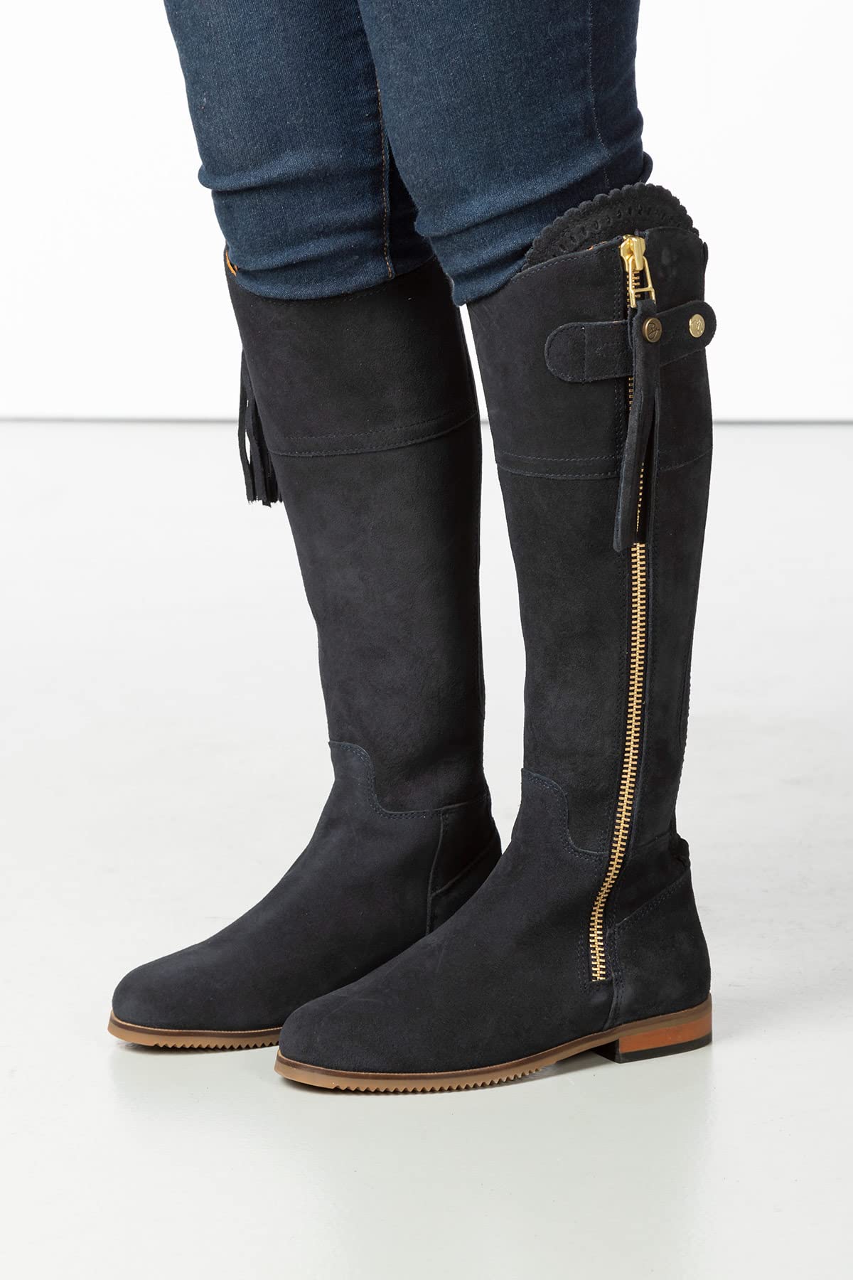 Ladies Regular Fit Spanish Riding Boots Womens Suede Knee High Country Boot