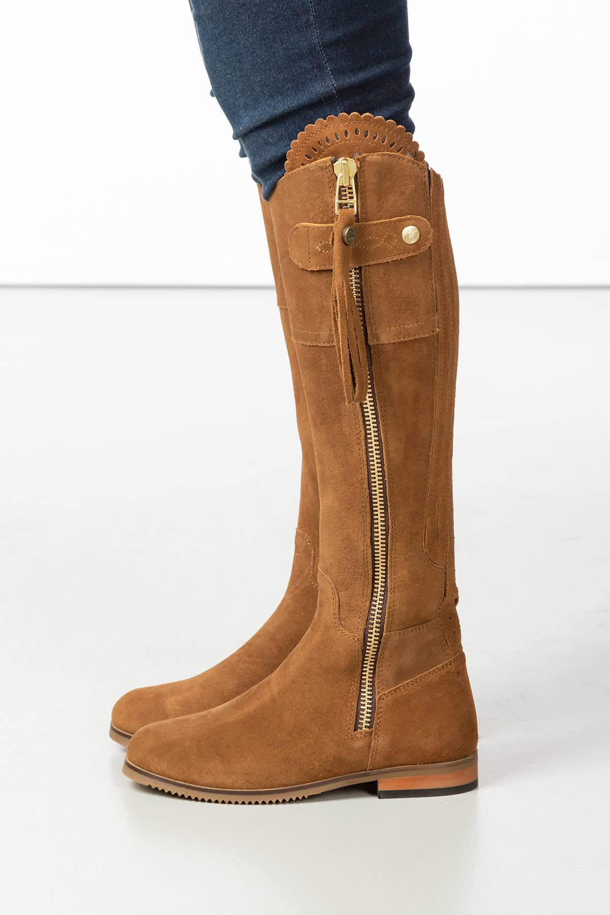 Ladies Regular Fit Spanish Riding Boots Womens Suede Knee High Country Boot