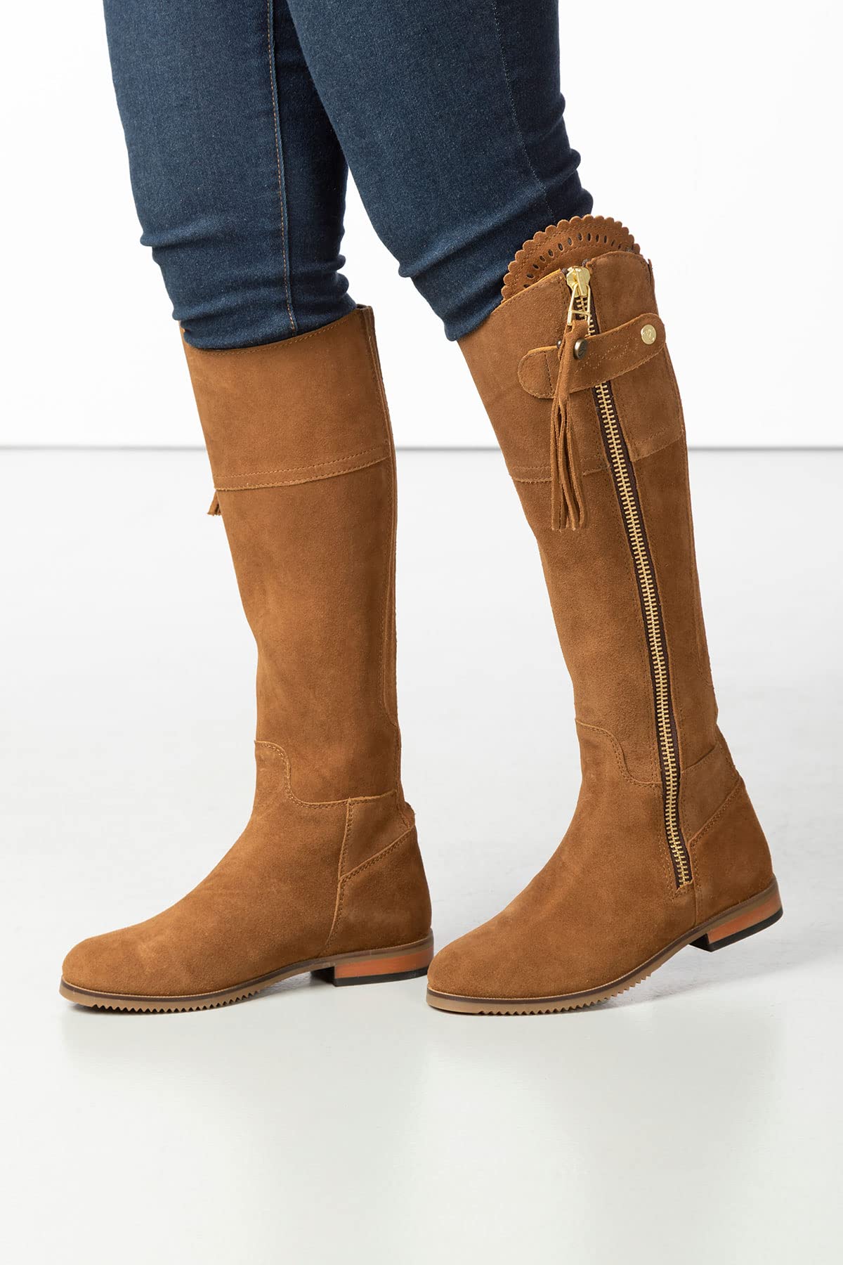 Ladies Regular Fit Spanish Riding Boots Womens Suede Knee High Country Boot
