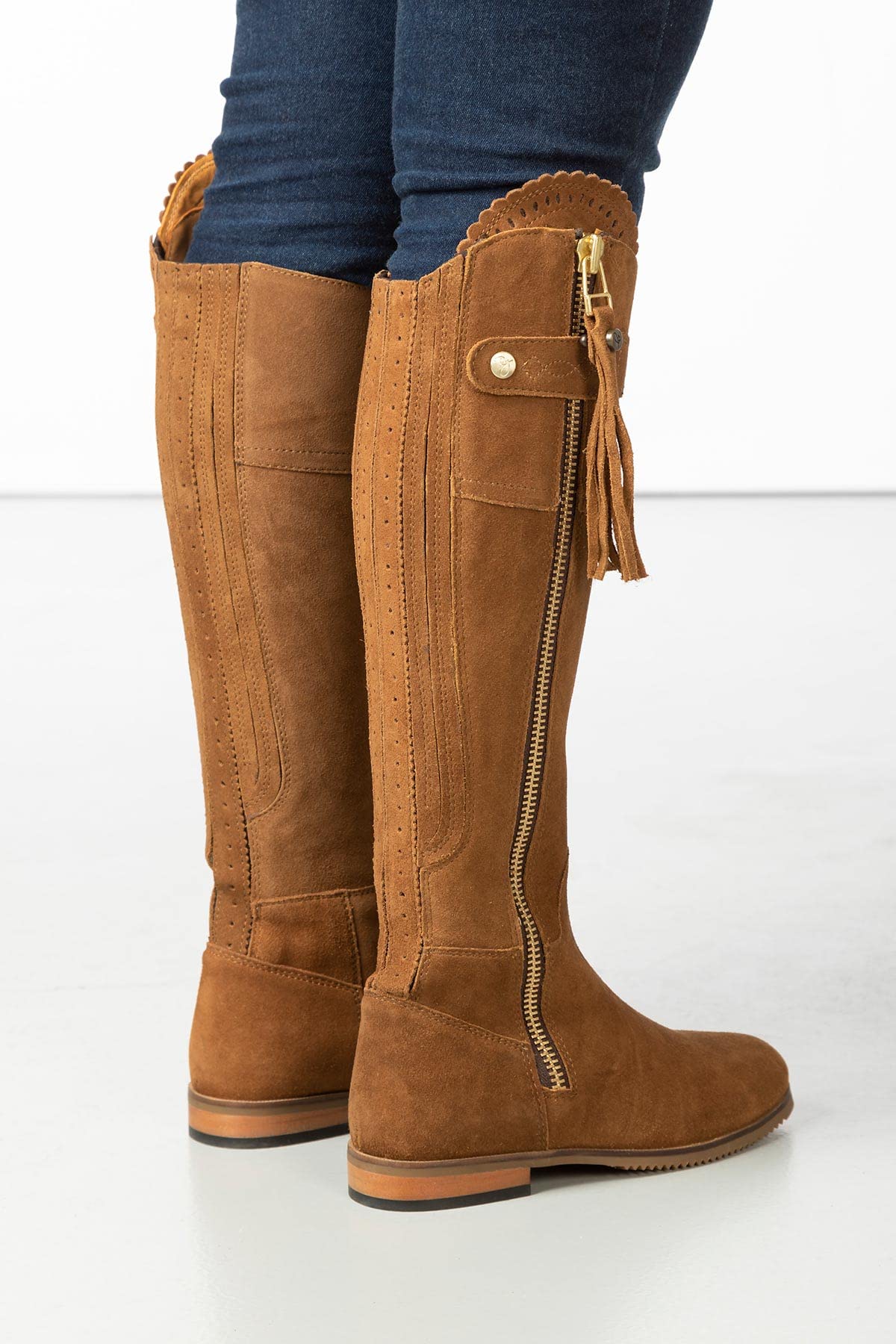 Ladies Regular Fit Spanish Riding Boots Womens Suede Knee High Country Boot