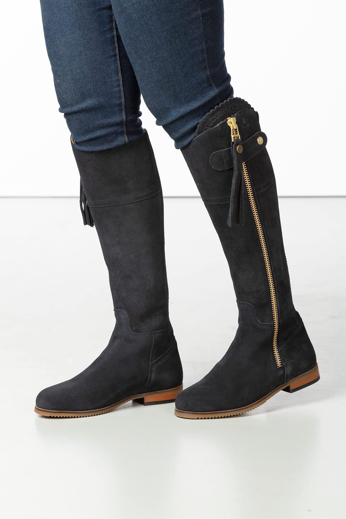 Ladies Regular Fit Spanish Riding Boots Womens Suede Knee High Country Boot