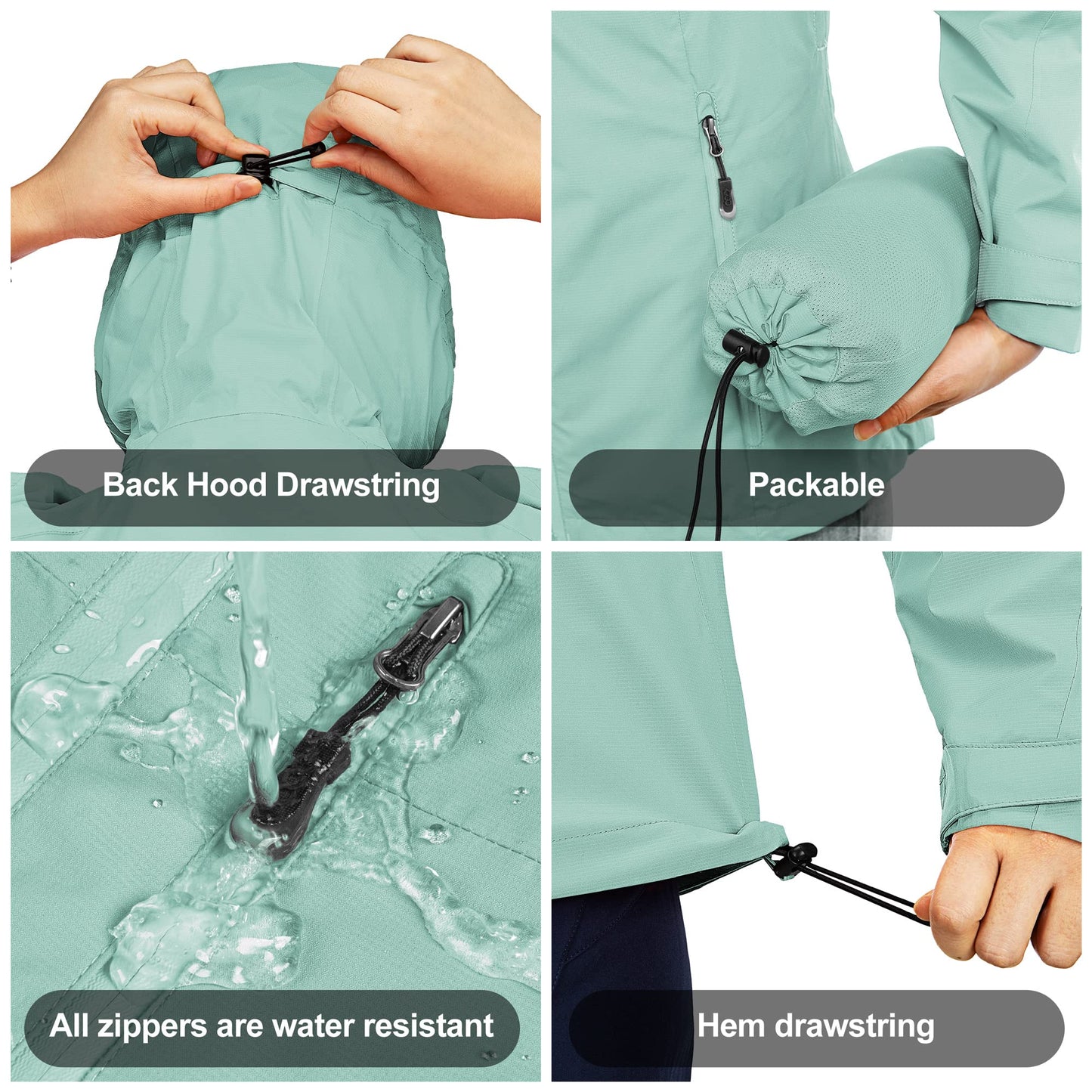 33,000ft Women's Waterproof Packable Rain Jacket