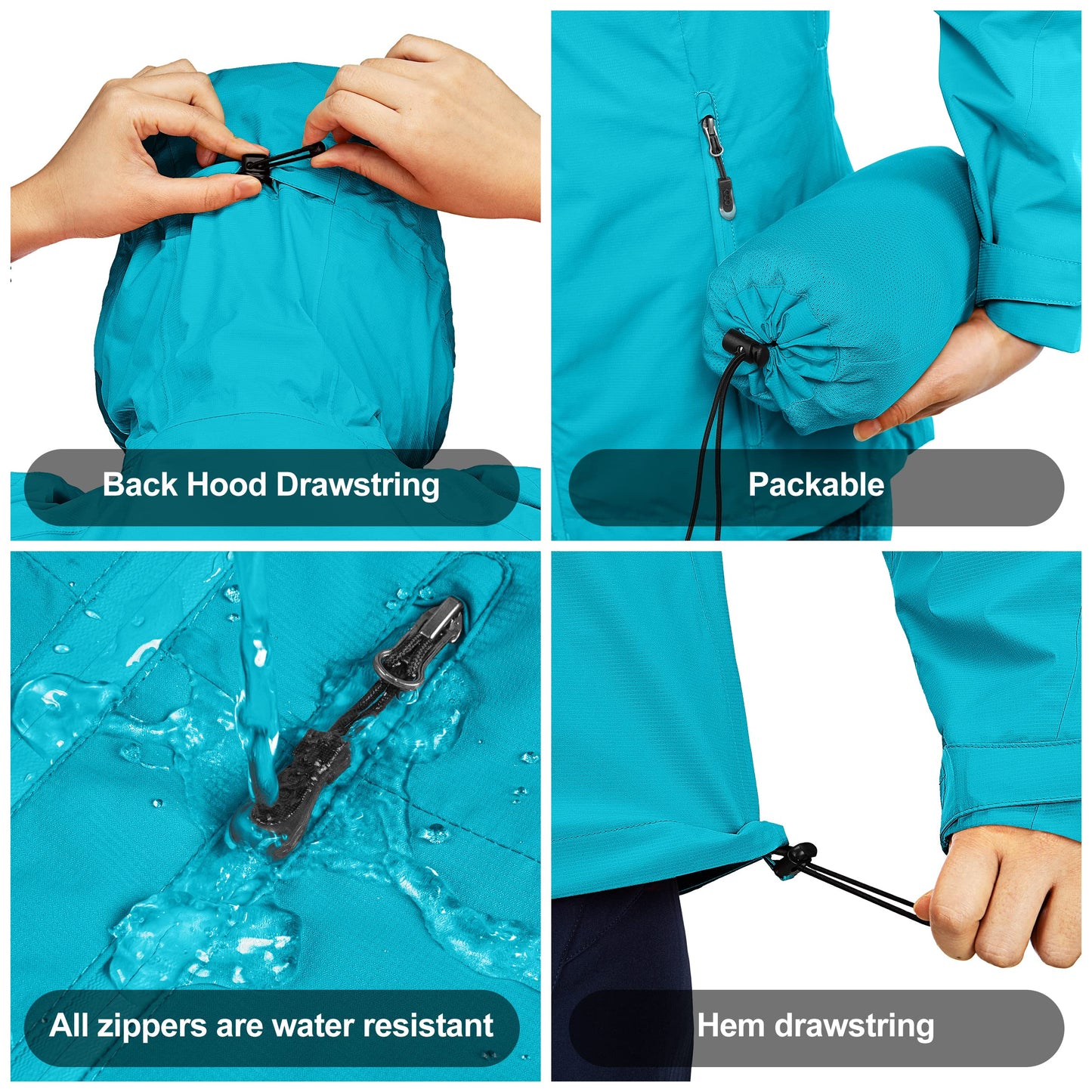 33,000ft Women's Waterproof Packable Rain Jacket
