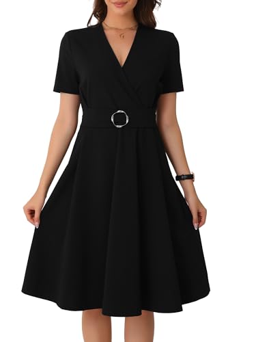 Allegra K Elegant V Neck Wrap Dress for Women