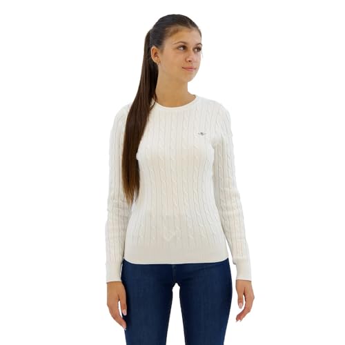 GANT Womens Cotton Cable Knit Crew Neck Sweater