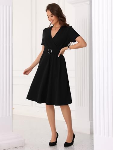 Allegra K Elegant V Neck Wrap Dress for Women