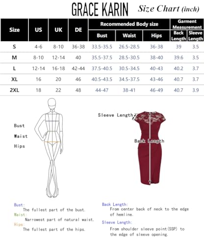 GRACE KARIN Women Vintage Lace Patchwork Dresse
