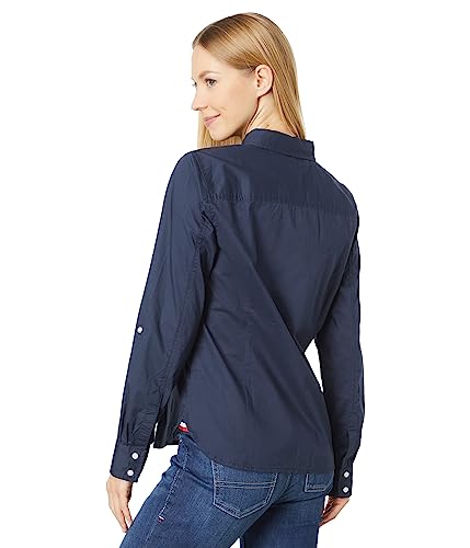 Tommy Hilfiger Women's Plaid Roll Tab Top Button Down Shirt