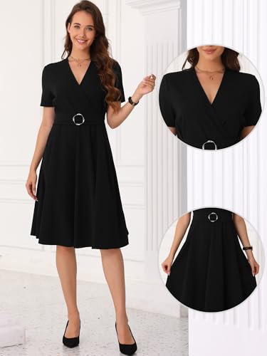 Allegra K Elegant V Neck Wrap Dress for Women