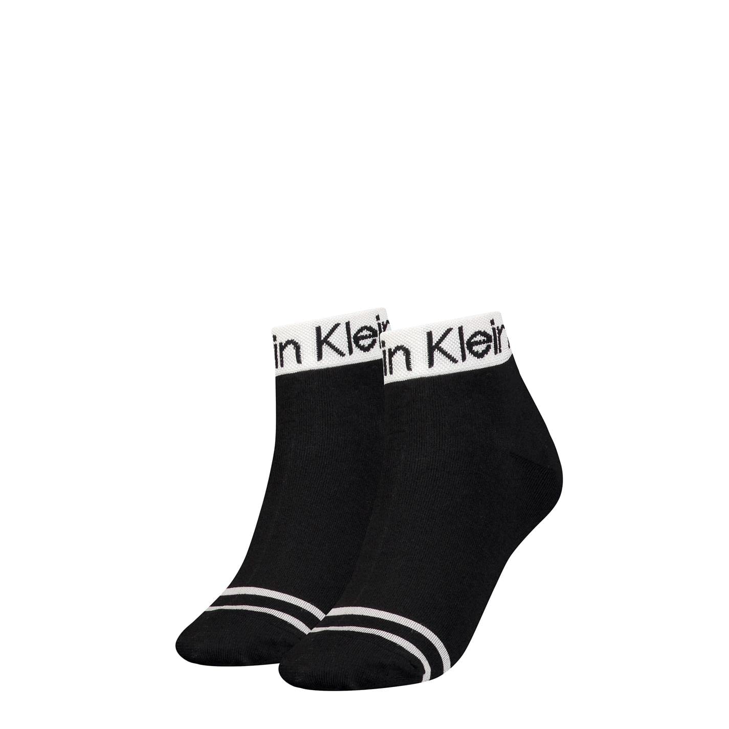 Calvin Klein Women's Logo Welt Quarter 2 Pack (Pack of 2)