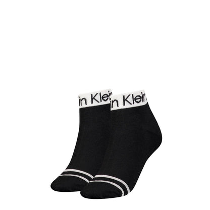 Calvin Klein Women's Logo Welt Quarter 2 Pack (Pack of 2)