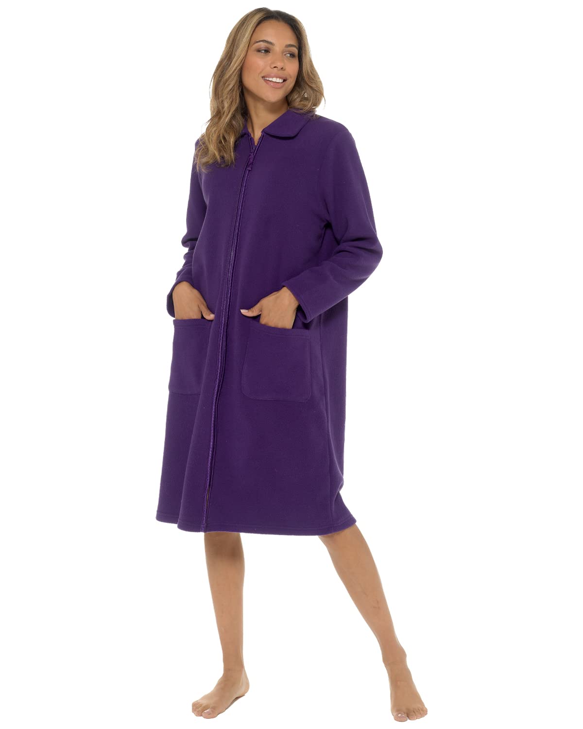 Undercover Ladies' Soft Fleece Zip Gown with Satin Trim