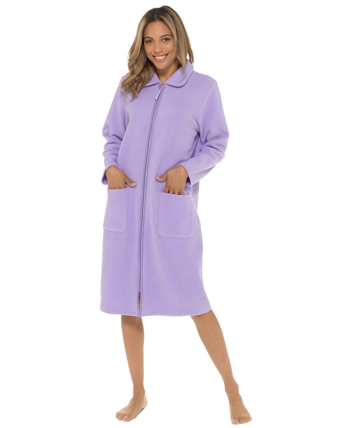 Undercover Ladies' Soft Fleece Zip Gown with Satin Trim