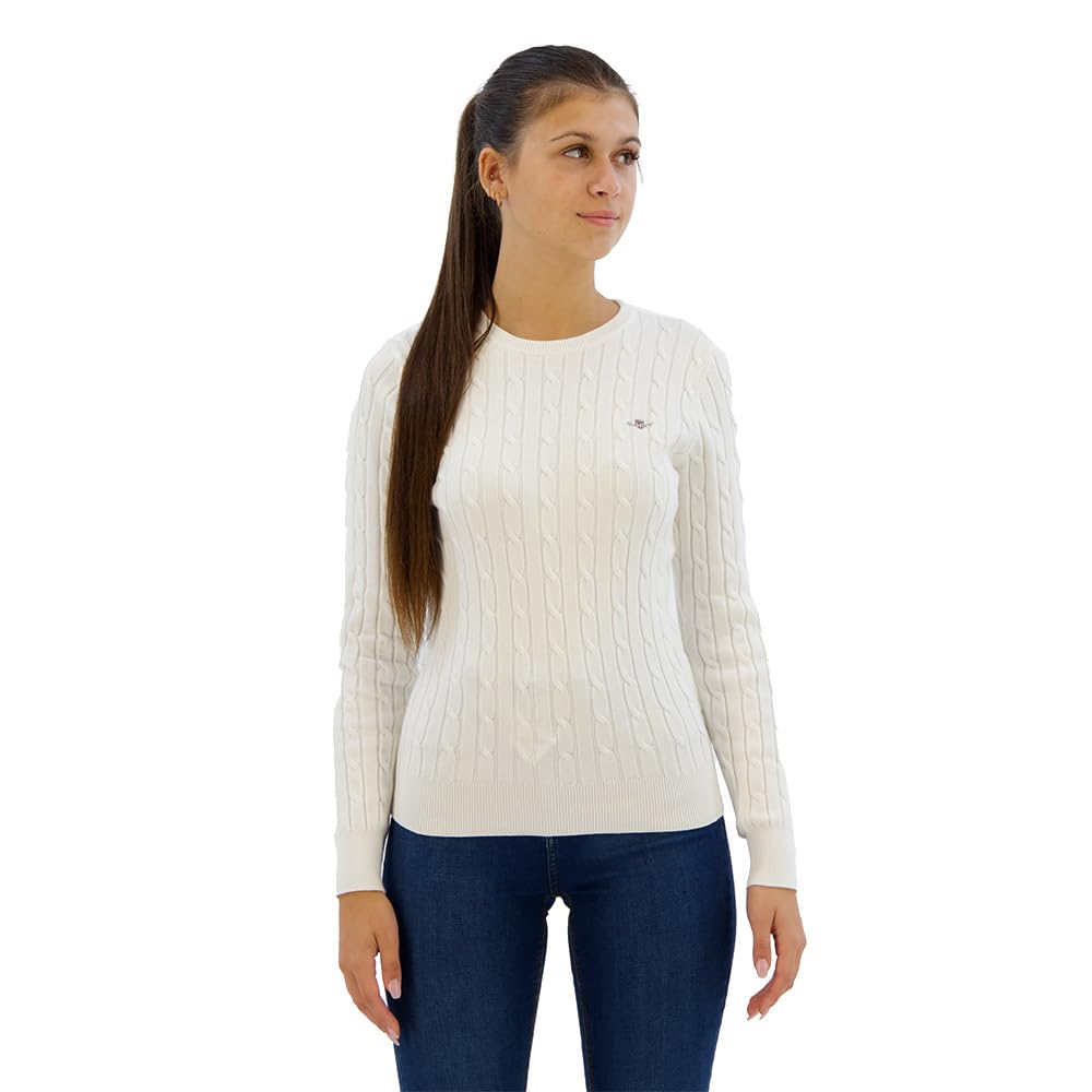 GANT Womens Cotton Cable Knit Crew Neck Sweater