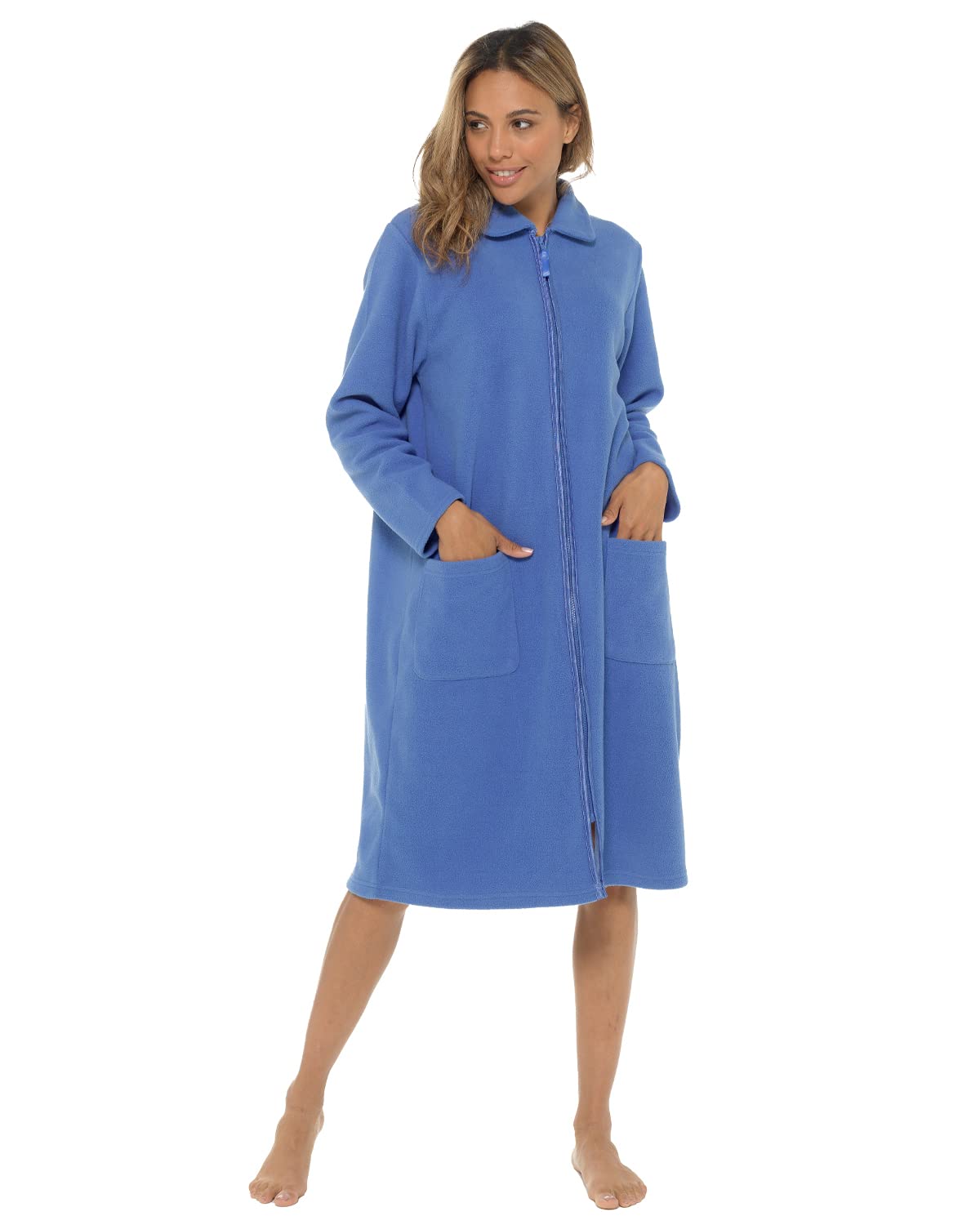 Undercover Ladies' Soft Fleece Zip Gown with Satin Trim