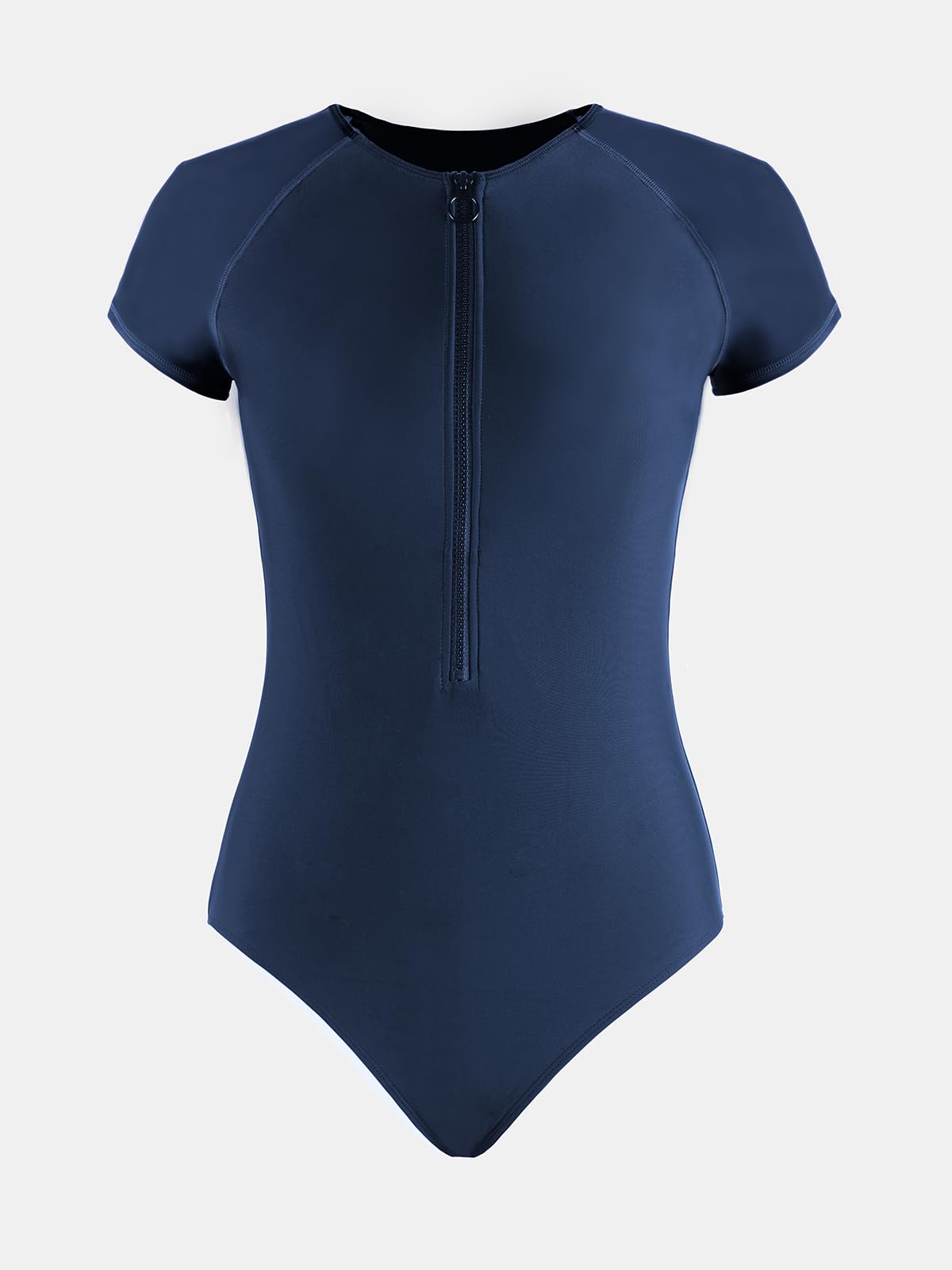 CUPSHE One Piece Swimsuit for Women High Neck Zipper Short Sleeve Bathing Suit