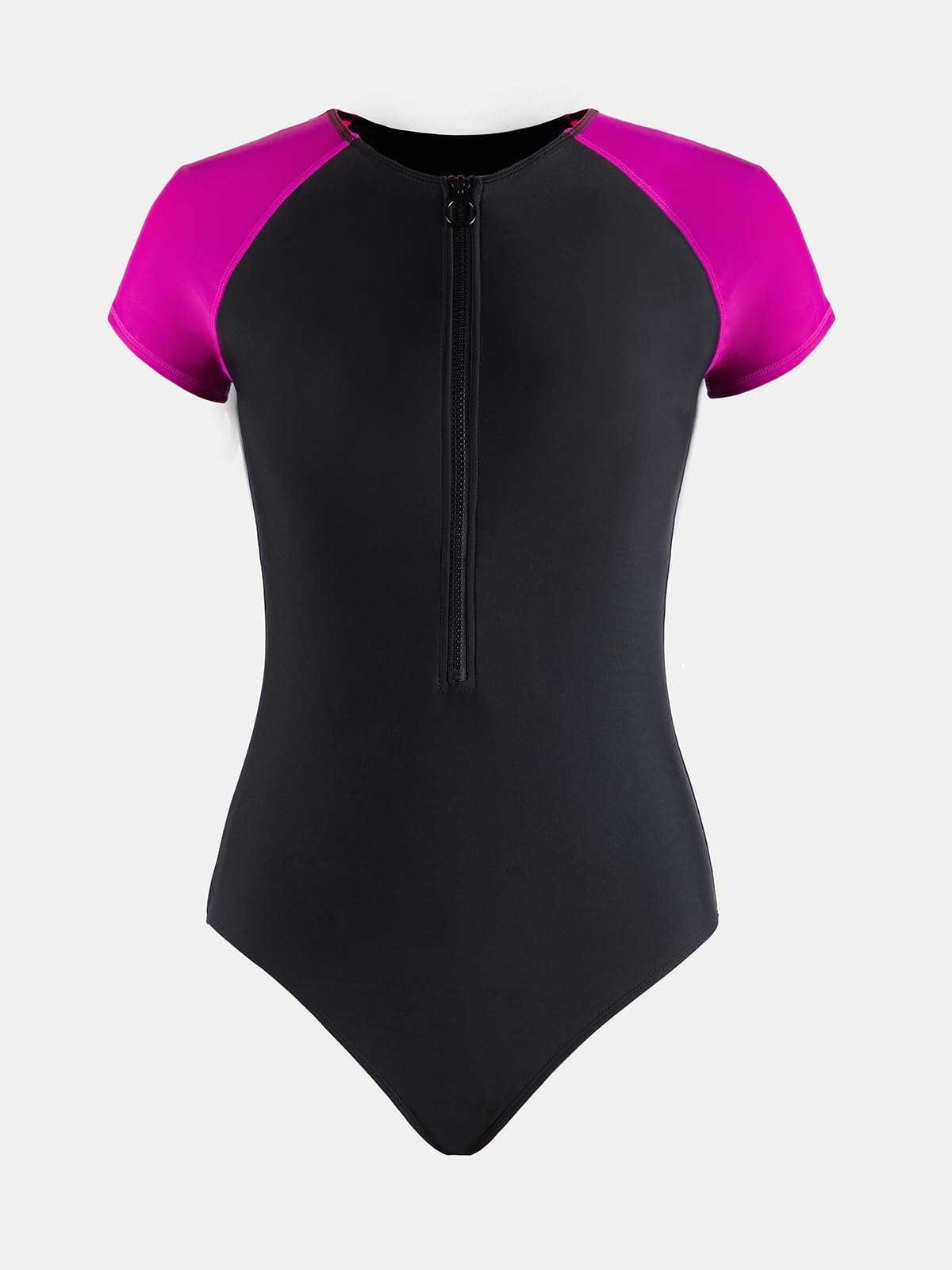 CUPSHE One Piece Swimsuit for Women High Neck Zipper Short Sleeve Bathing Suit