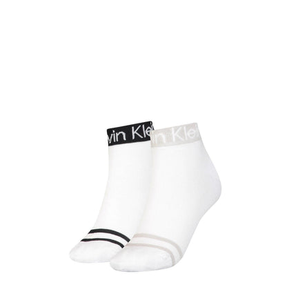 Calvin Klein Women's Logo Welt Quarter 2 Pack (Pack of 2)