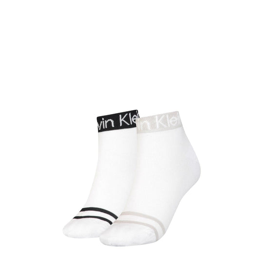 Calvin Klein Women's Logo Welt Quarter 2 Pack (Pack of 2)