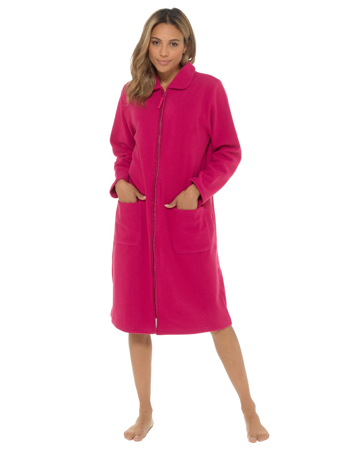 Undercover Ladies' Soft Fleece Zip Gown with Satin Trim