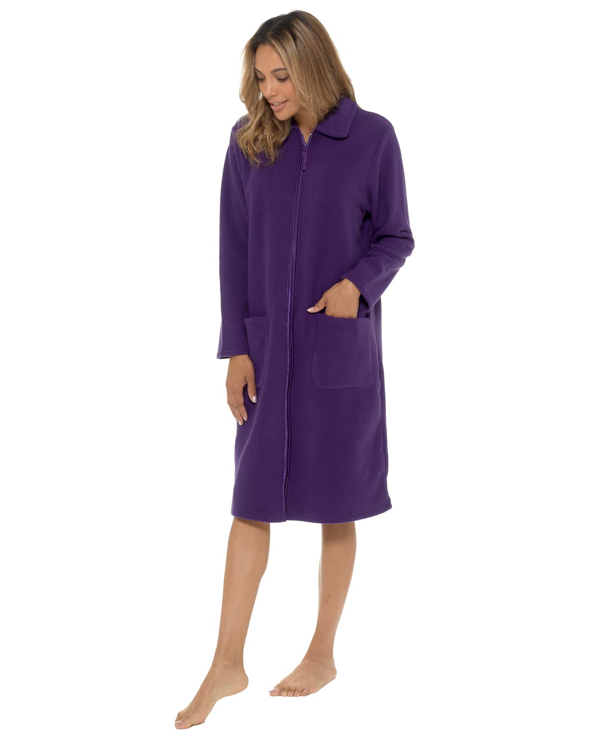 Undercover Ladies' Soft Fleece Zip Gown with Satin Trim