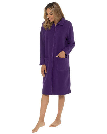 Undercover Ladies' Soft Fleece Zip Gown with Satin Trim