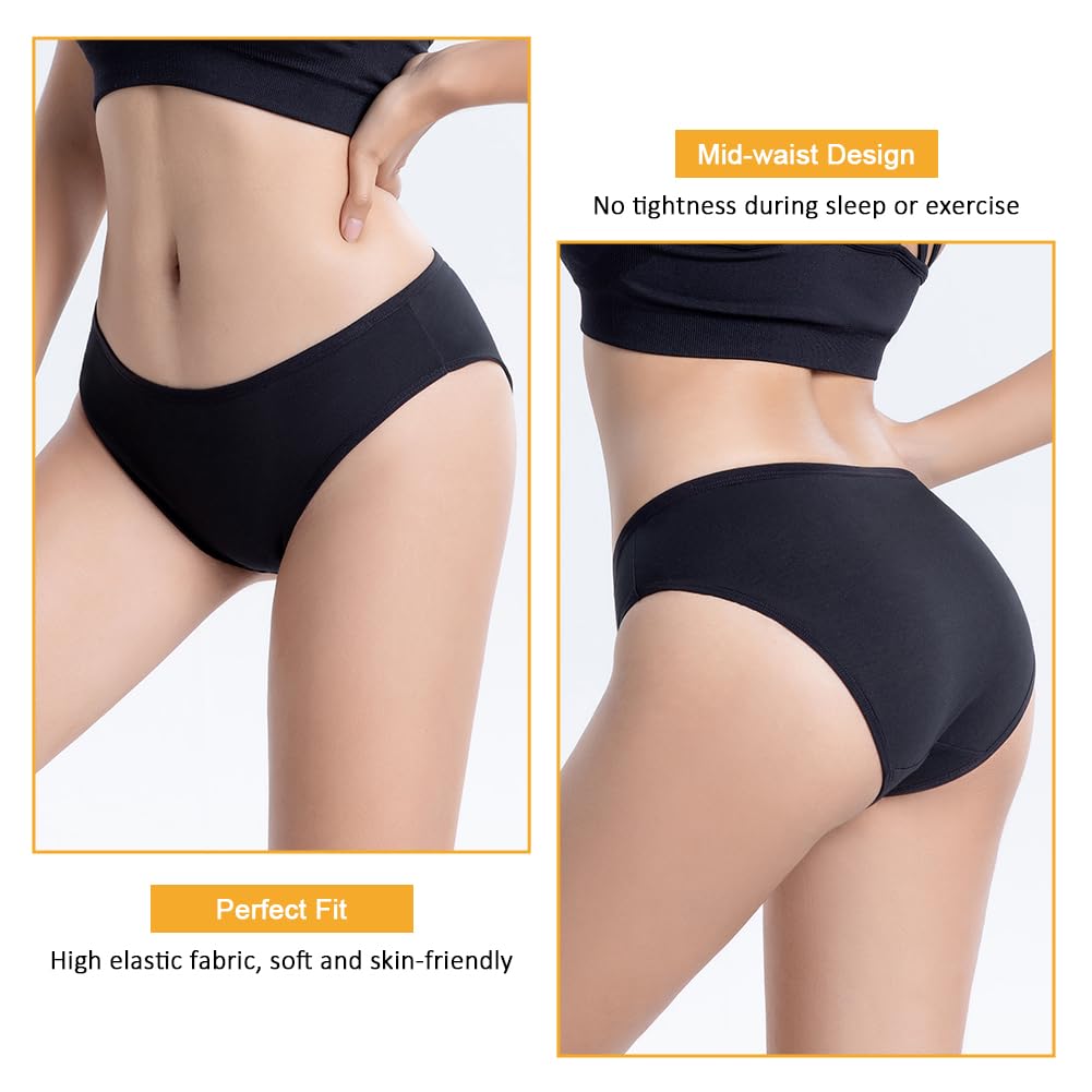 flintronic Women's Underwear, 6 Pcs Cotton Breathable Knickers Multipack