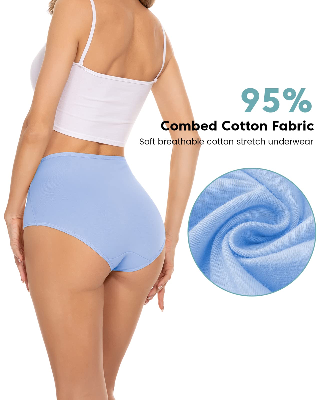 PULIOU Ladies High Waisted Cotton Underwear Panties
