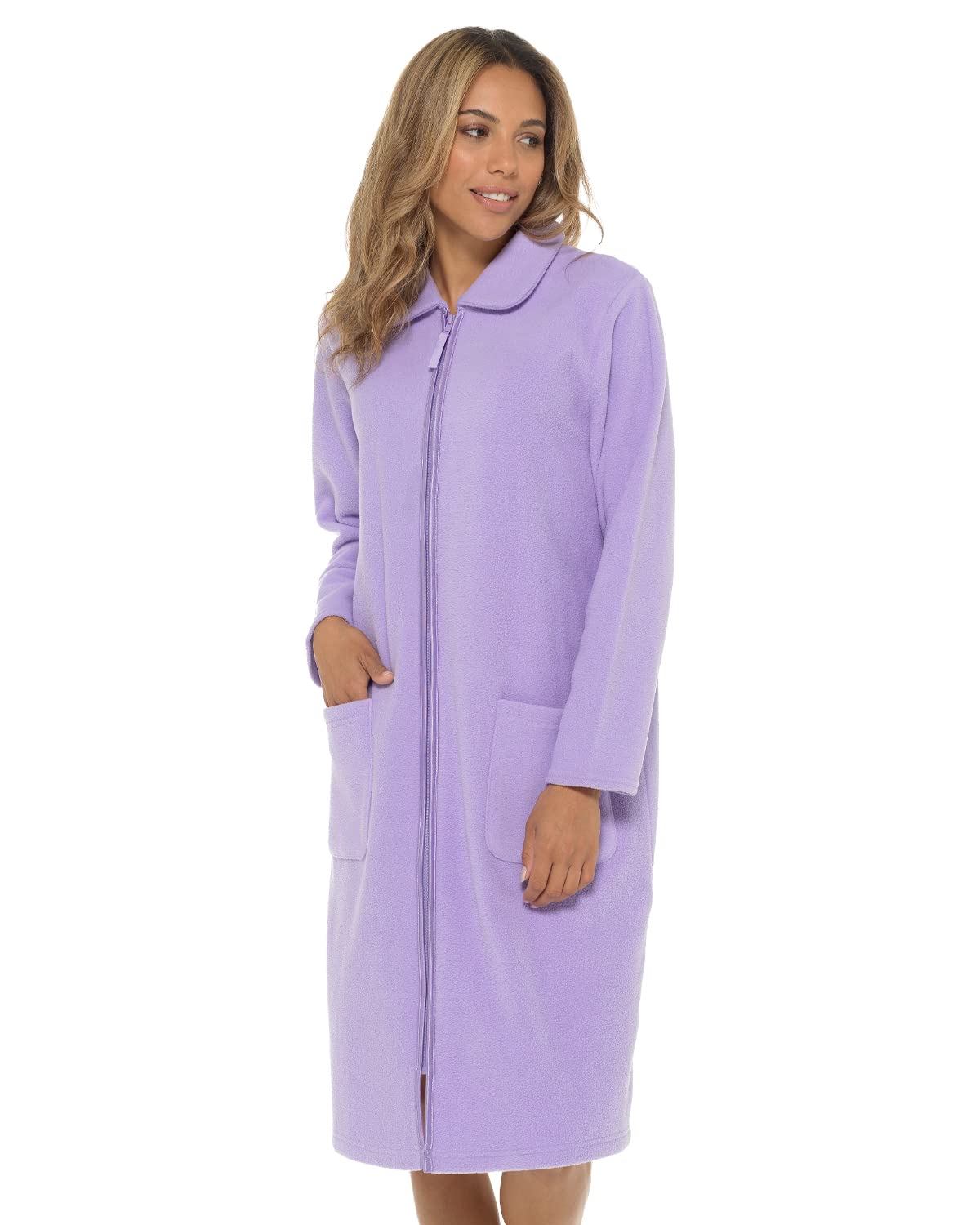 Undercover Ladies' Soft Fleece Zip Gown with Satin Trim