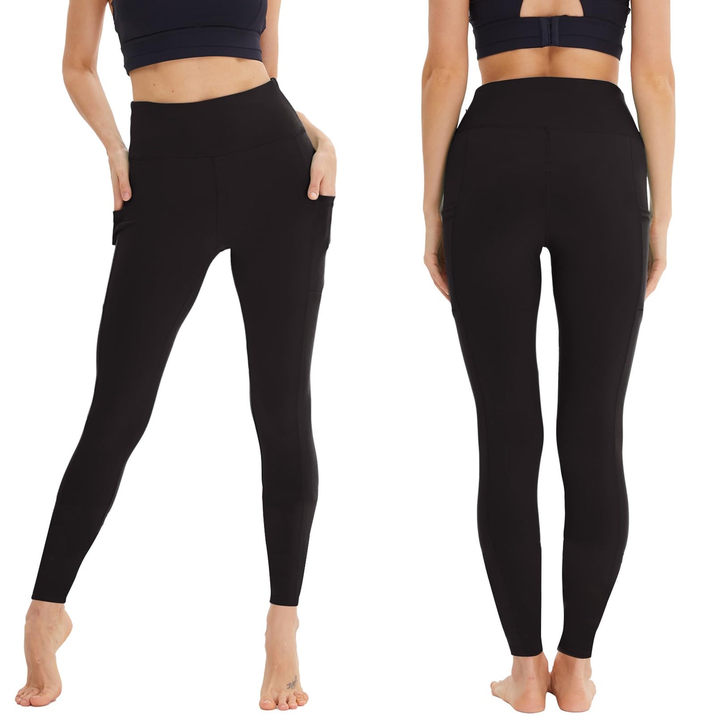 3 Pack Leggings for Women with Pockets High Waist Gym Leggings