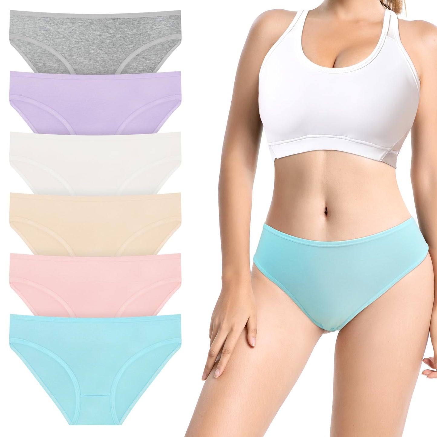 flintronic Women's Underwear, 6 Pcs Cotton Breathable Knickers Multipack