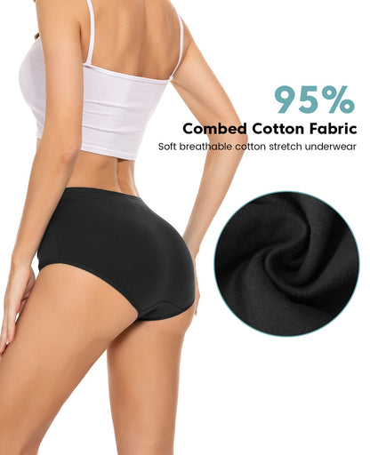 PULIOU Ladies High Waisted Cotton Underwear Panties