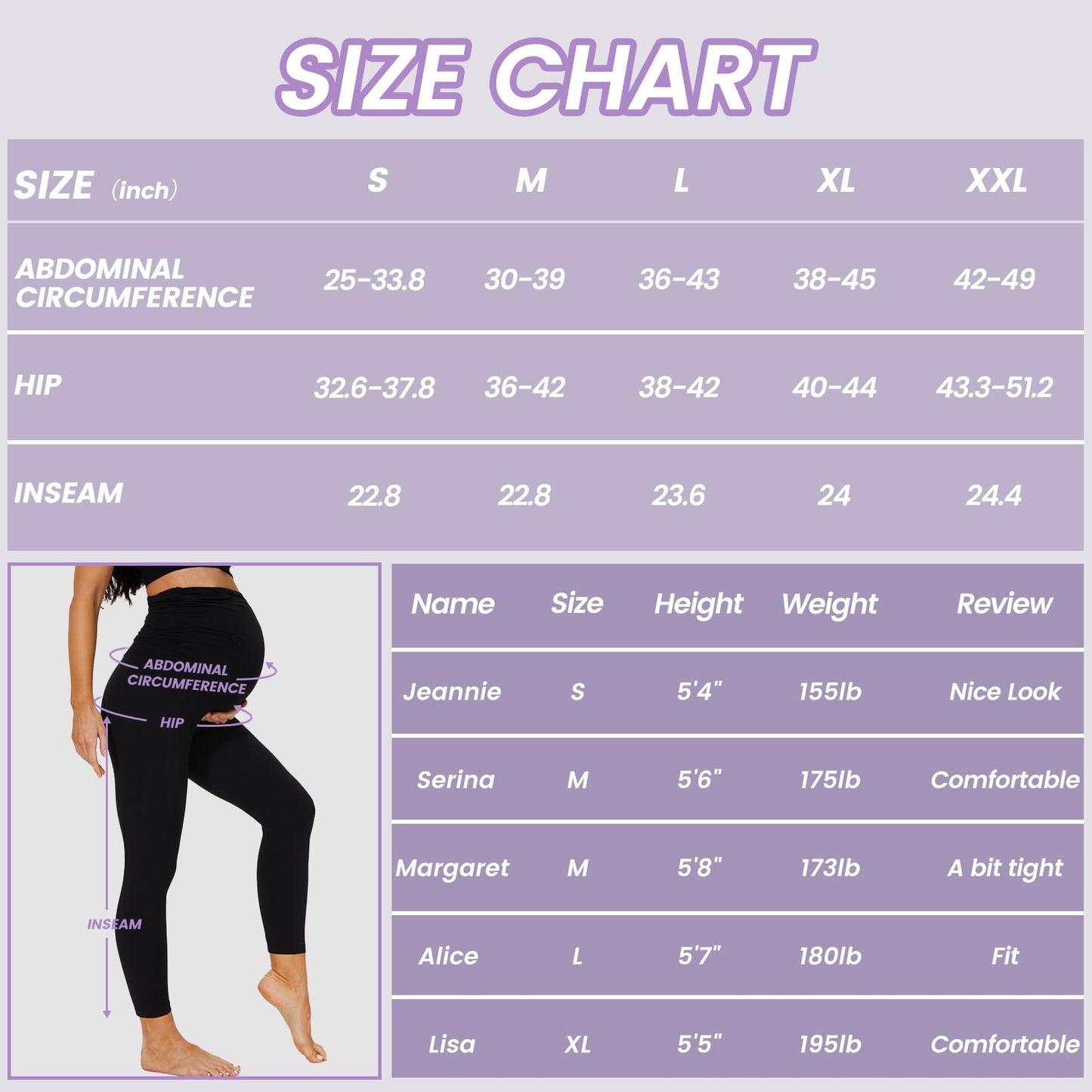 2 Pack Maternity Leggings Over Bump with Pockets High Waist