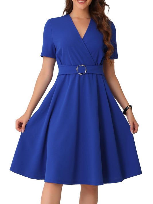 Allegra K Elegant V Neck Wrap Dress for Women
