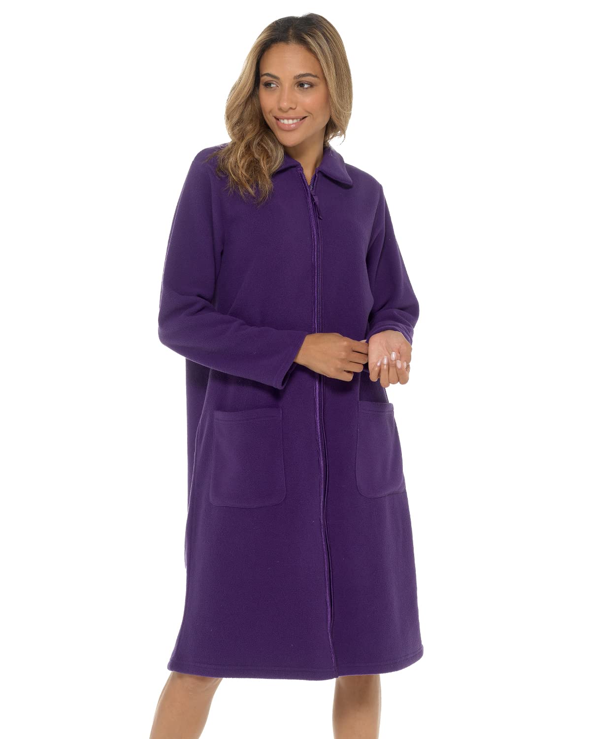 Undercover Ladies' Soft Fleece Zip Gown with Satin Trim