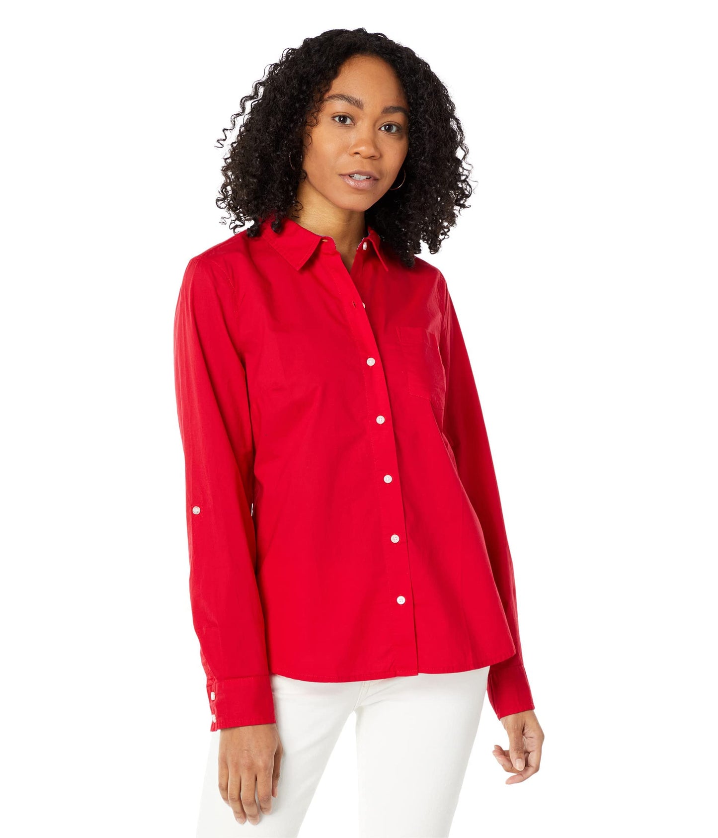 Tommy Hilfiger Women's Plaid Roll Tab Top Button Down Shirt