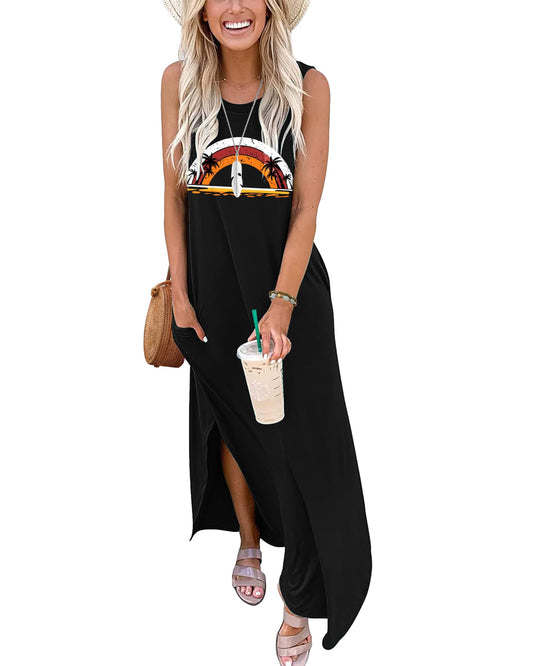 Maxi Dress for Women UK Casual Summer Long Dress Beach Cover-Ups