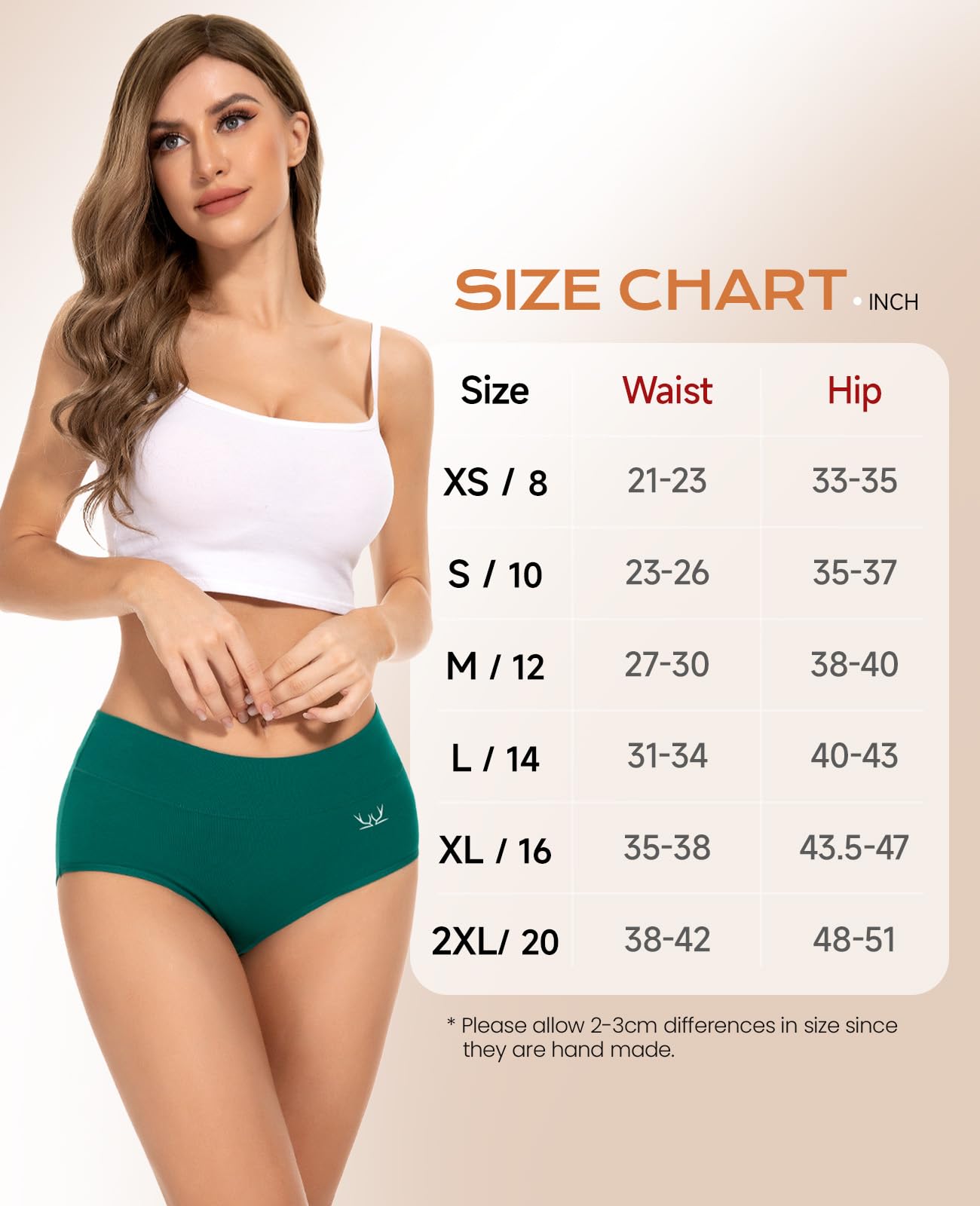 PULIOU Ladies High Waisted Cotton Underwear Panties
