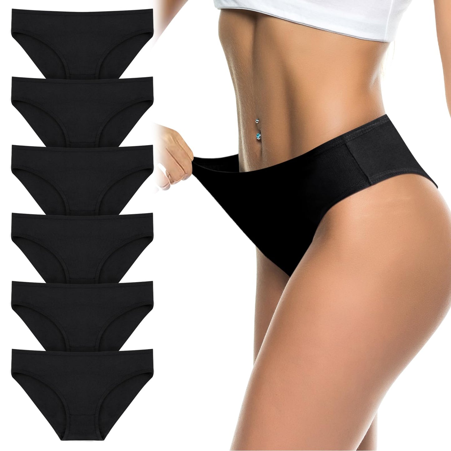 flintronic Women's Underwear, 6 Pcs Cotton Breathable Knickers Multipack