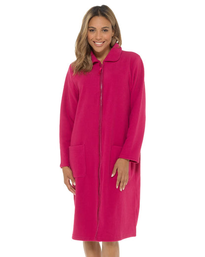 Undercover Ladies' Soft Fleece Zip Gown with Satin Trim
