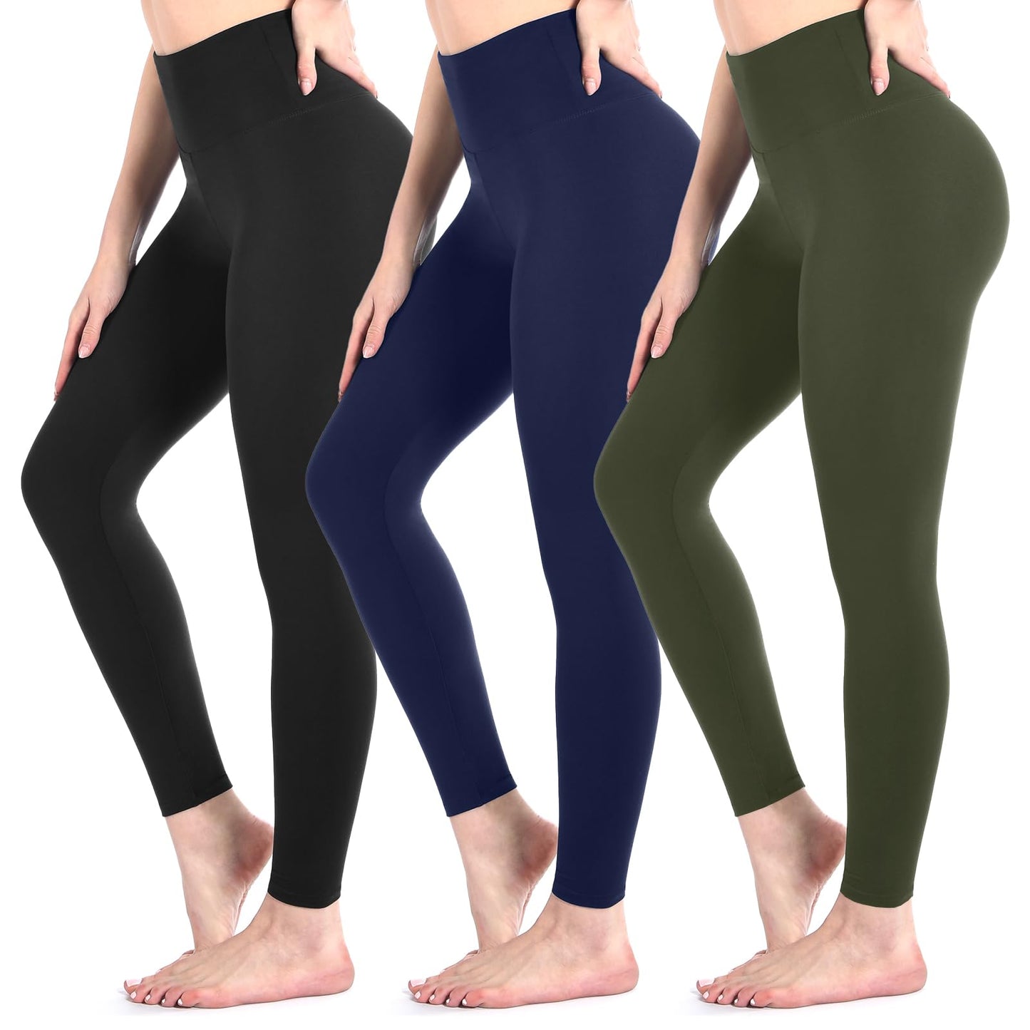 3 Pack Black Leggings for Women