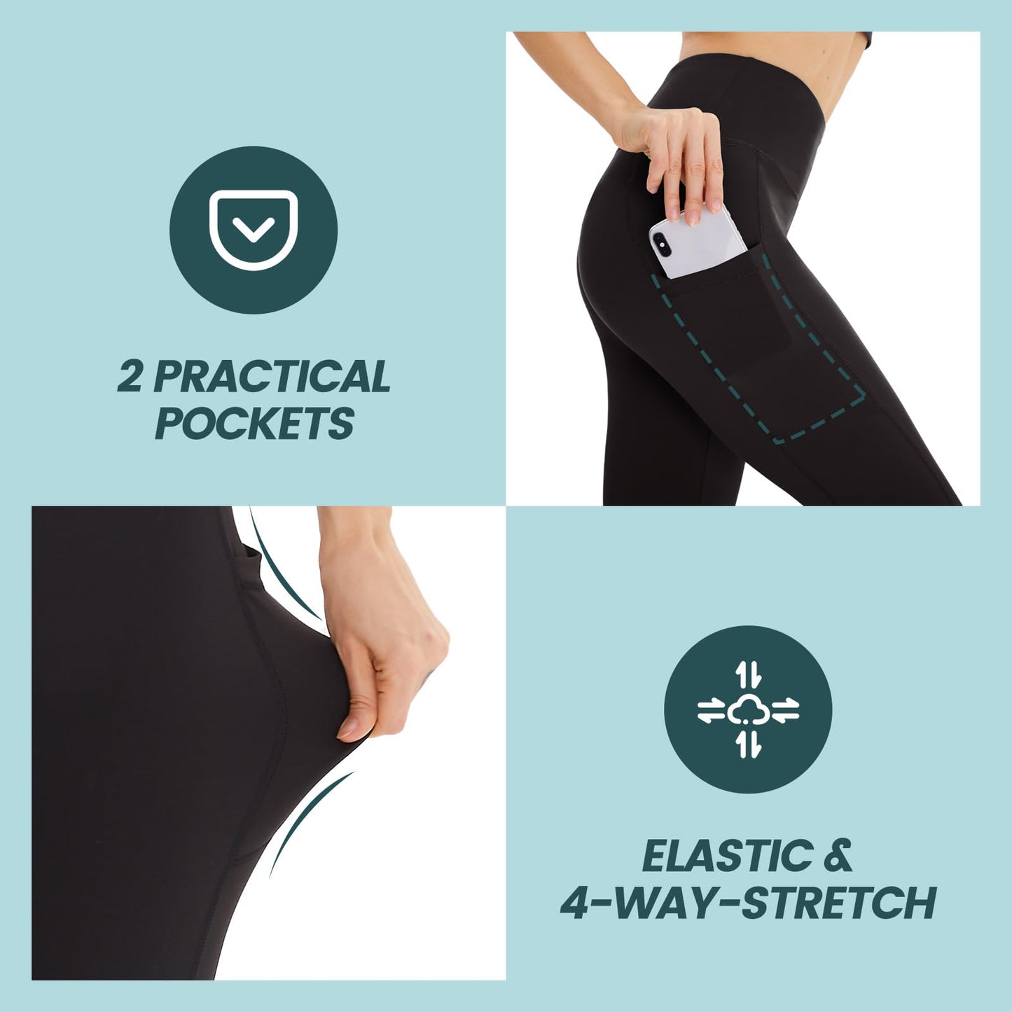 3 Pack Leggings for Women with Pockets High Waist Gym Leggings